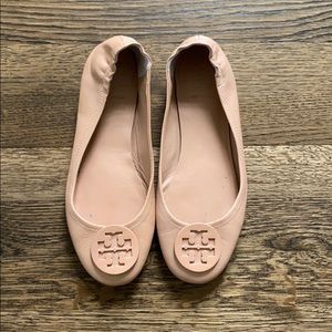 Tory Burch leather Minnie travel flats sz 8